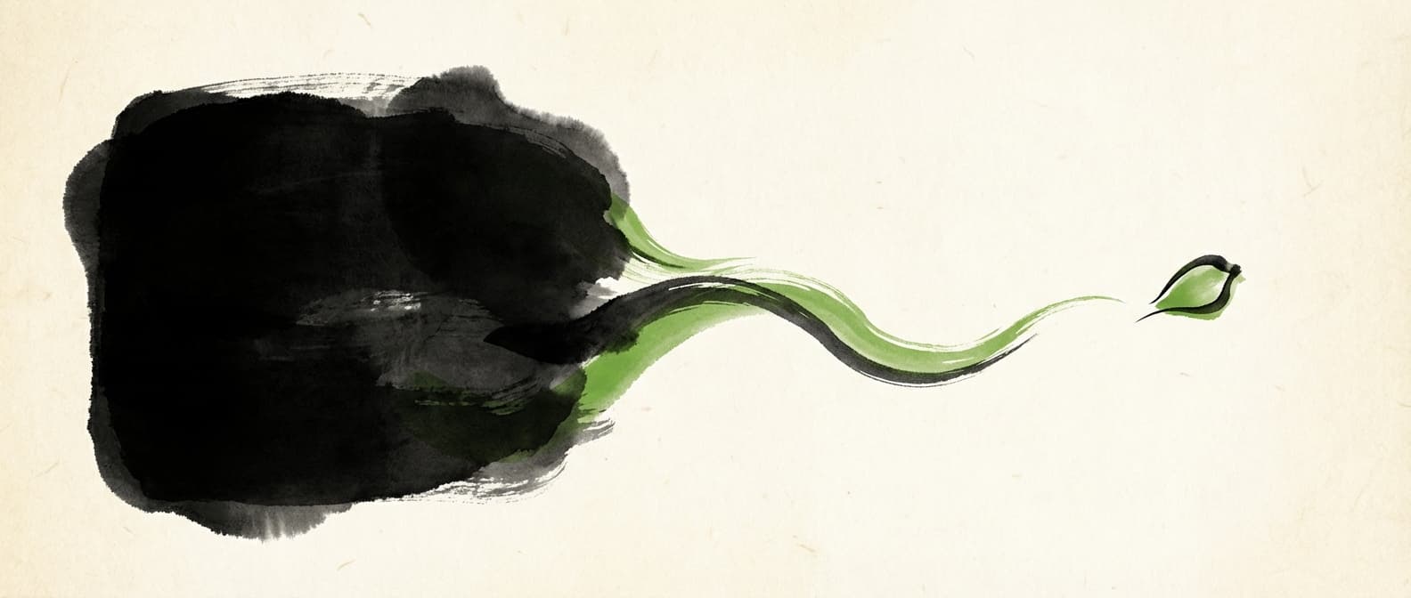 Japanische Tuscheillustration zeigt Datenextraktion im Großformat versus präzise gezielte Zugriffe